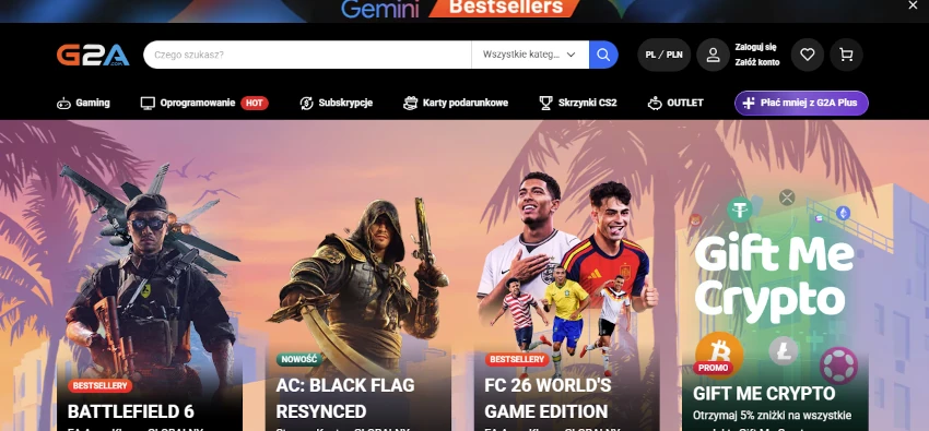 Strona główna G2A – marketplace z grami w Polsce